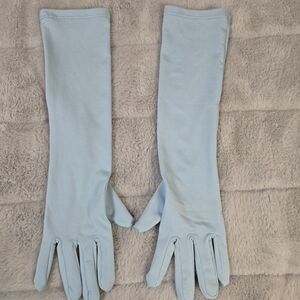 Elegant Light Blue Long Gloves